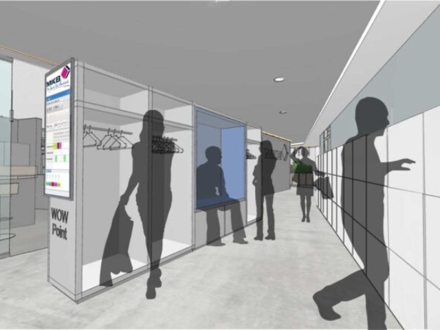 Visualisierung Gang und Garderobe, Neubau Bürogebäude mit repräsentativer Banknutzung