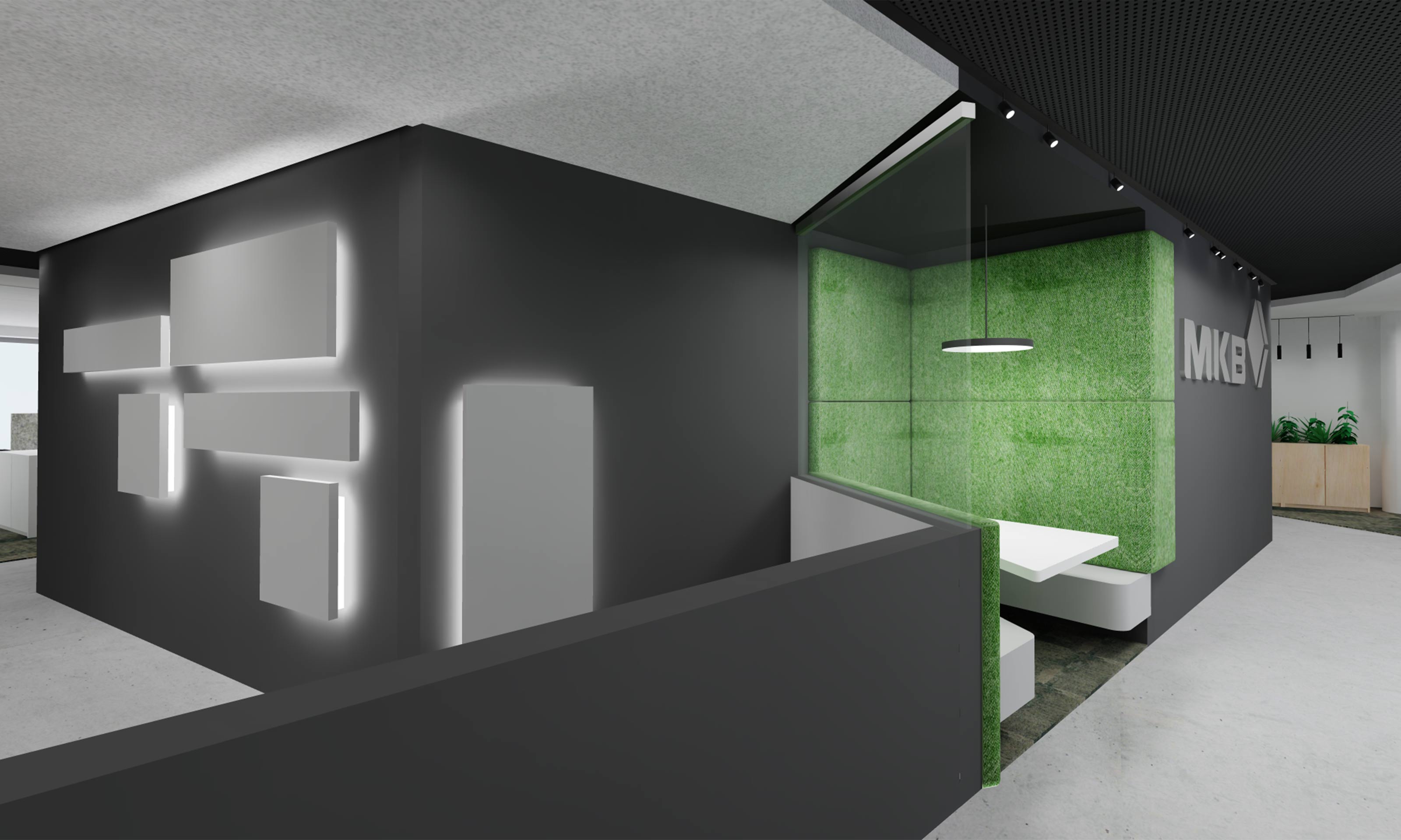 3D-Visualisierung Lichtwand, Neubau Bürogebäude mit repräsentativer Banknutzung