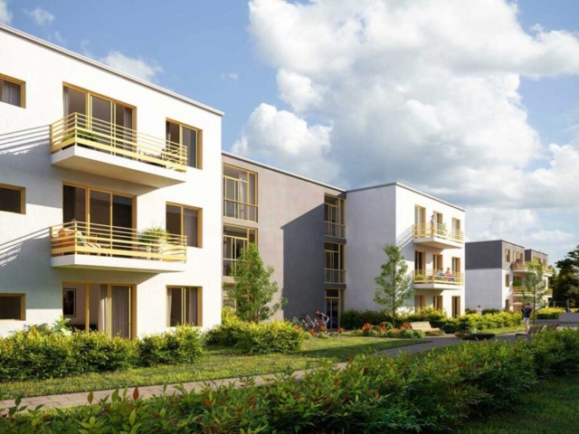 Fussweg, Neubau Wohnquartier mit 140 Wohnungen in Rehfelde