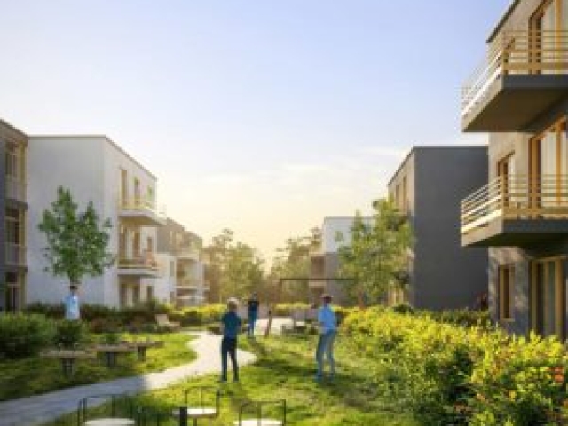 Spielplatz, Neubau Wohnquartier mit 140 Wohnungen in Rehfelde