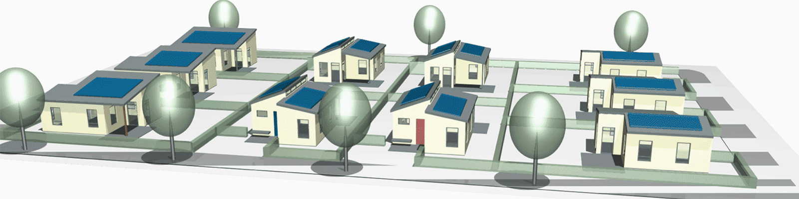 Block mit 10 Häusern: Dezentrales Wasser und Energiemanagement
