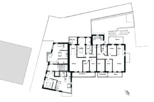 Grundriss 1. Obergeschoss: Mehrfamilienhaus mit 20 Wohnungen und Gewerbe in Potsdam