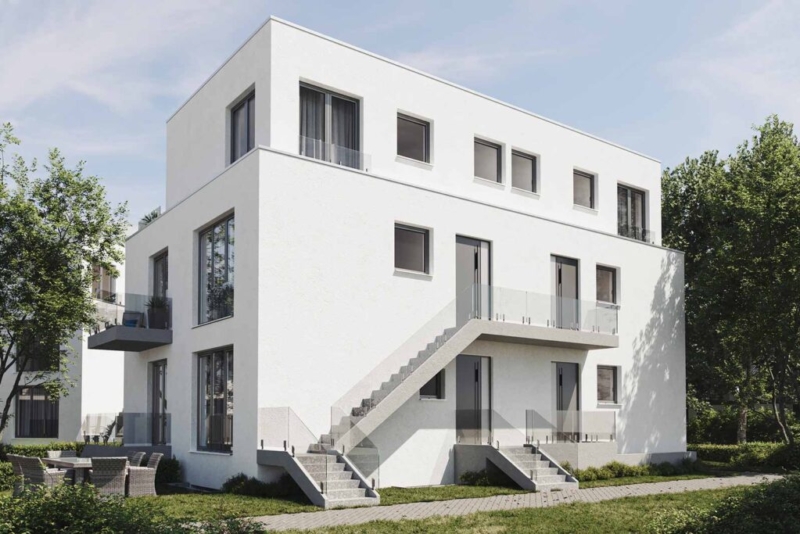 Mehrfamilienhaus bauen mit 4 Wohnungen in Berlin Rudow, Außentreppe