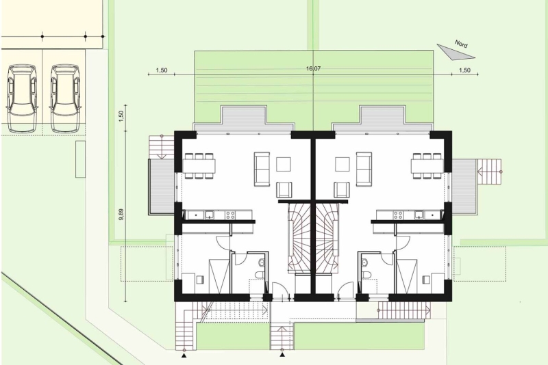 Mehrfamilienhaus bauen mit 4 Wohnungen in Berlin Rudow, Grundriss EG