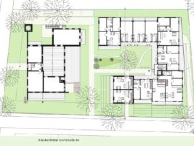 Grundriss EG, Neubau Mehrfamilienhaus mit 49 Wohnungen